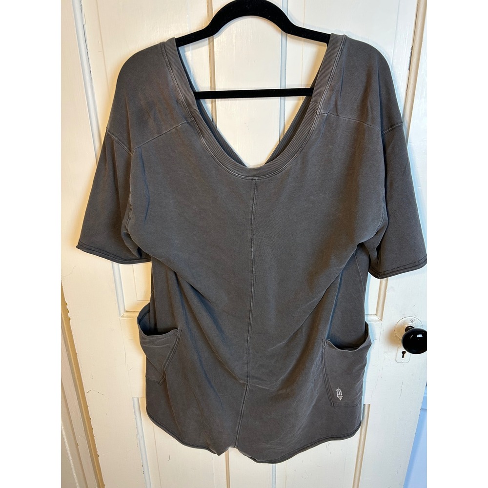 Free People FP Movement Hot Shot Tee Romper Medium Gray Wash OB1960599 Small